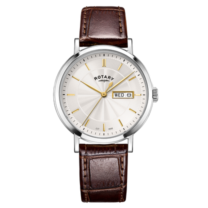 Rotary Men's Heritage Stainless Steel Brown Leather Strap Watch - GS05420/02