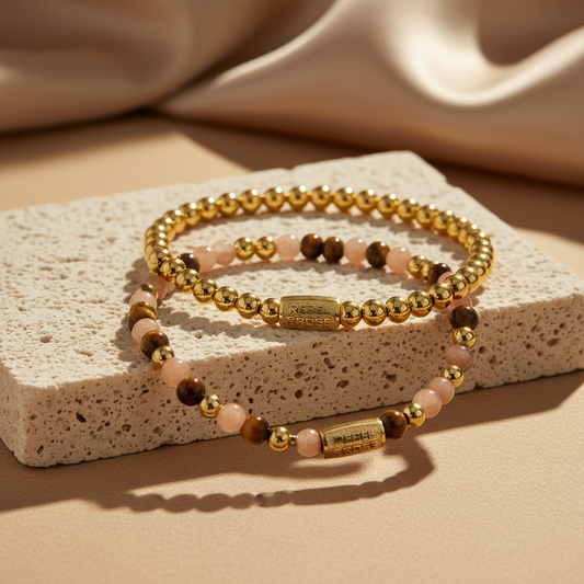 Rebel & Rose Sunset Beach & Yellowgold Rocks Bracelets