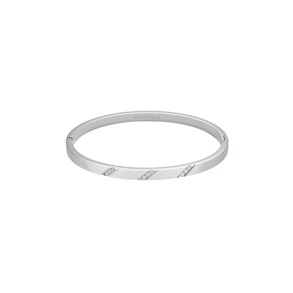 Rosefield Bangle with Lines of Crystals Silver - JBLCS-J1044
