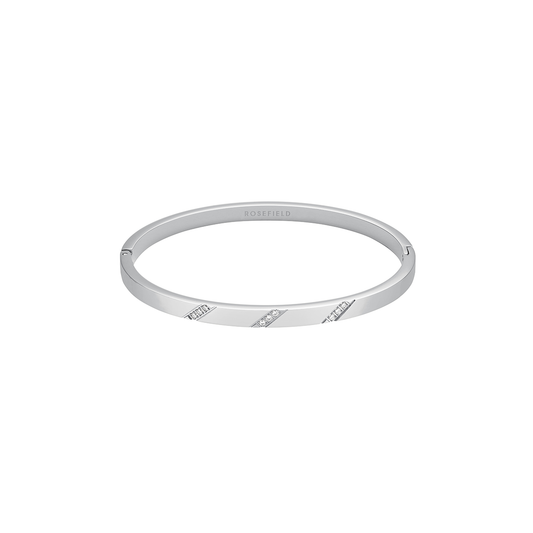 Rosefield Bangle with Lines of Crystals Silver - JBLCS-J1044