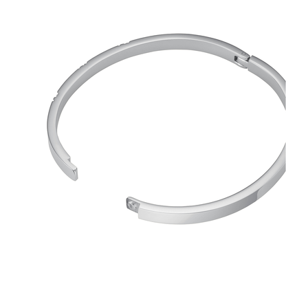Rosefield Bangle with Lines of Crystals Silver - JBLCS-J1044