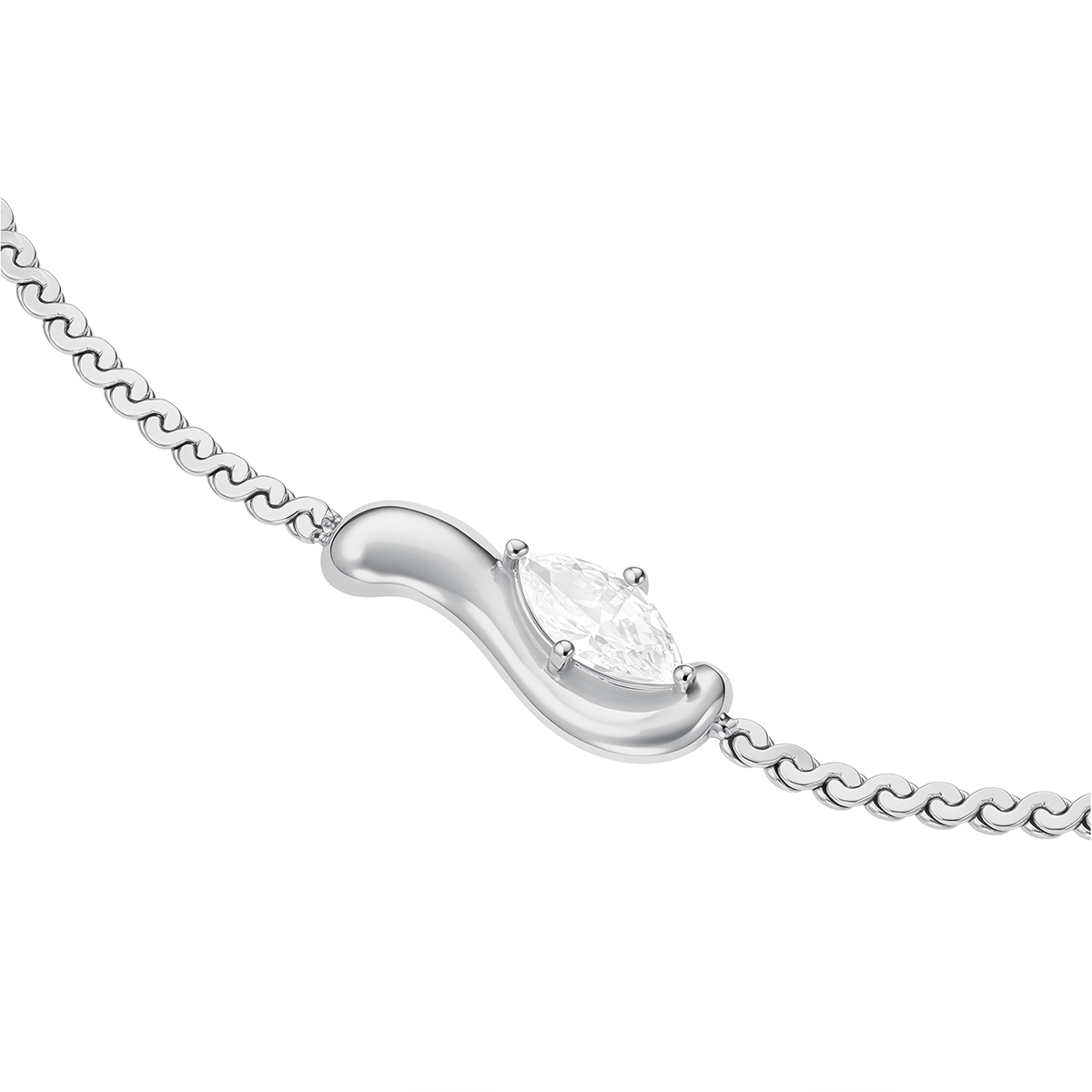 Rosefield Marquise Wave Soft Bracelet Silver - JBMWS-J1326