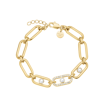 Rosefield Modern Pearl Link Bracelet Gold - JBPLG-J1296
