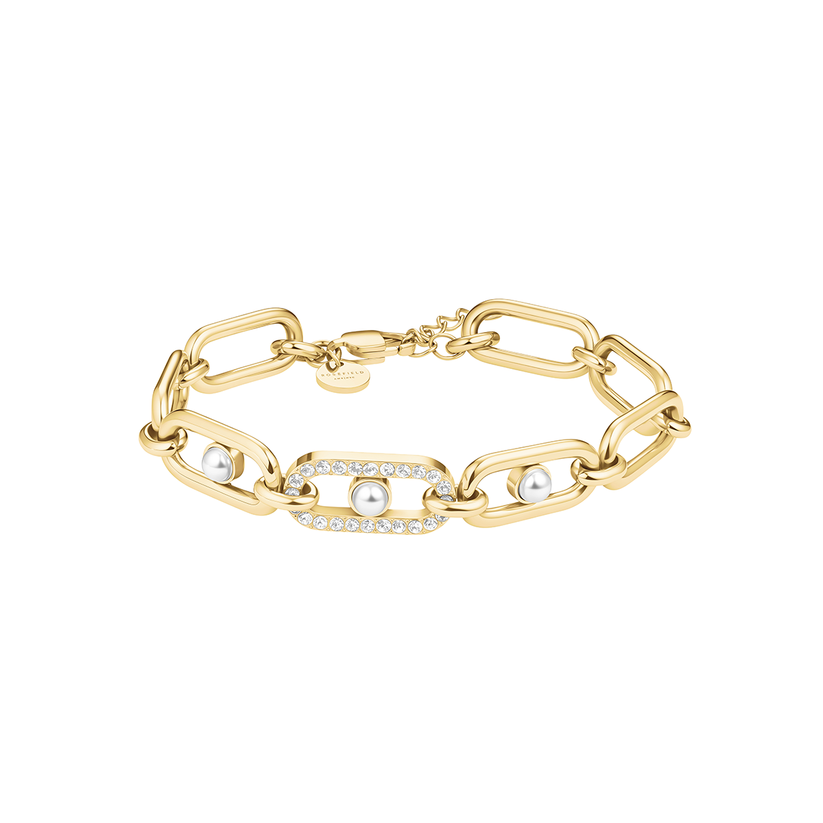 Rosefield Modern Pearl Link Bracelet Gold - JBPLG-J1296