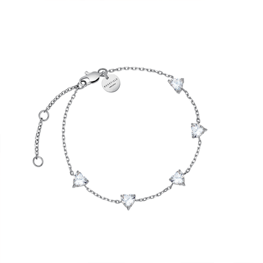Rosefield Row of Hearts Bracelet Silver - JBRHS-J1014
