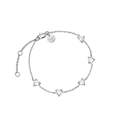 Rosefield Row of Hearts Silver Necklace & Bracelet