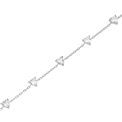 Rosefield Row of Hearts Bracelet Silver - JBRHS-J1014