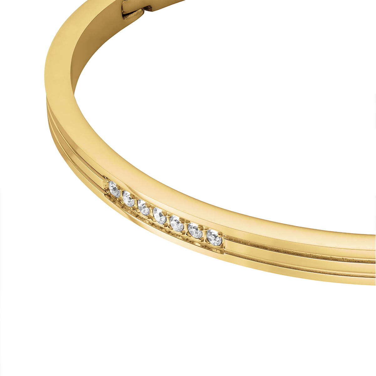 Rosefield Striped Bangle with Crystals Pair (Gold + Silver)