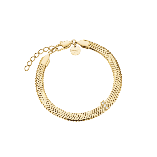 Rosefield Large Snake Bracelet with Crystals Gold - JBSCG-J1191