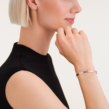 Rosefield Striped Bangle with Crystals Silver - JBSCS-J1038