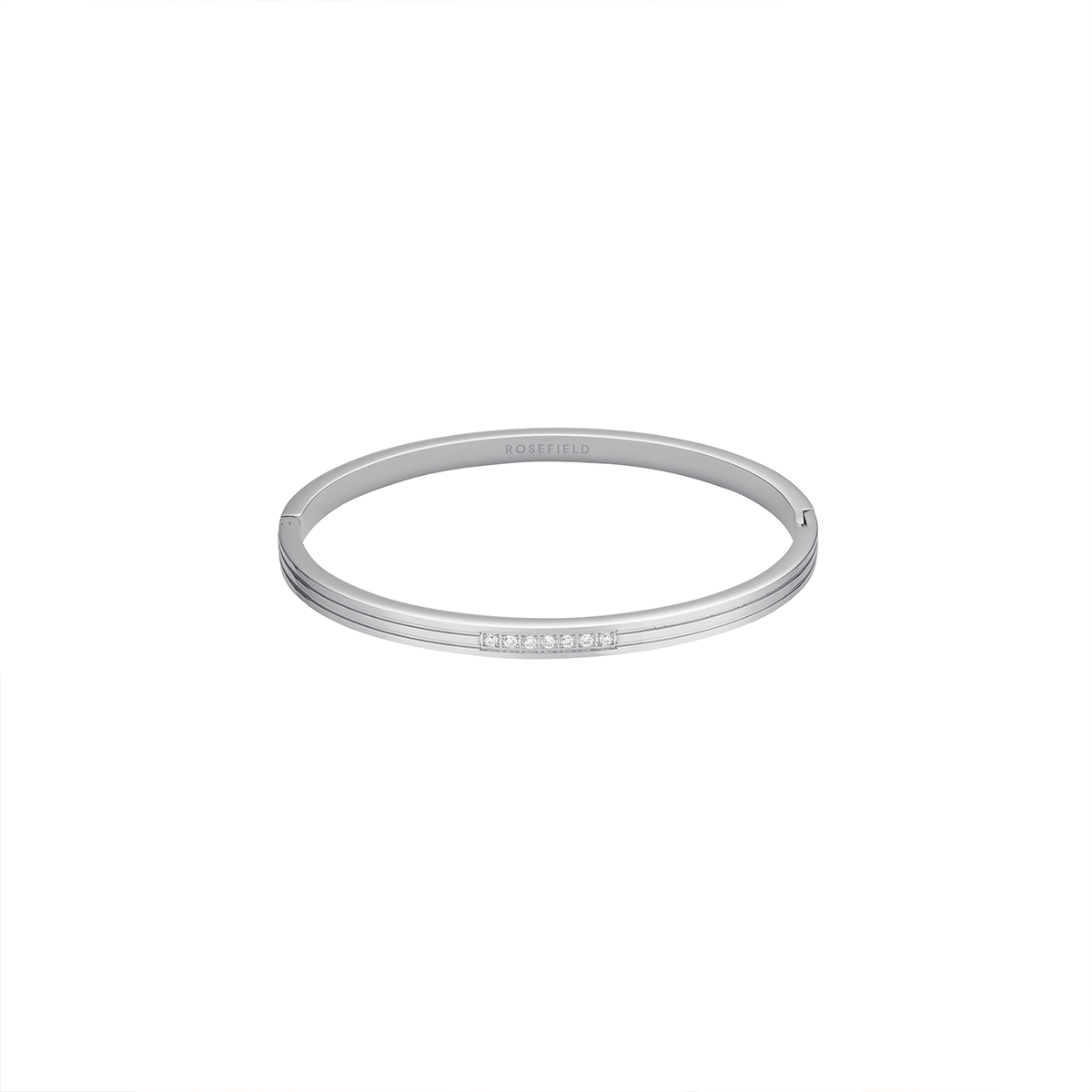 Rosefield Striped Bangle with Crystals Silver - JBSCS-J1038