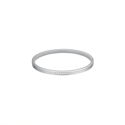 Rosefield Striped Bangle with Crystals Silver - JBSCS-J1038