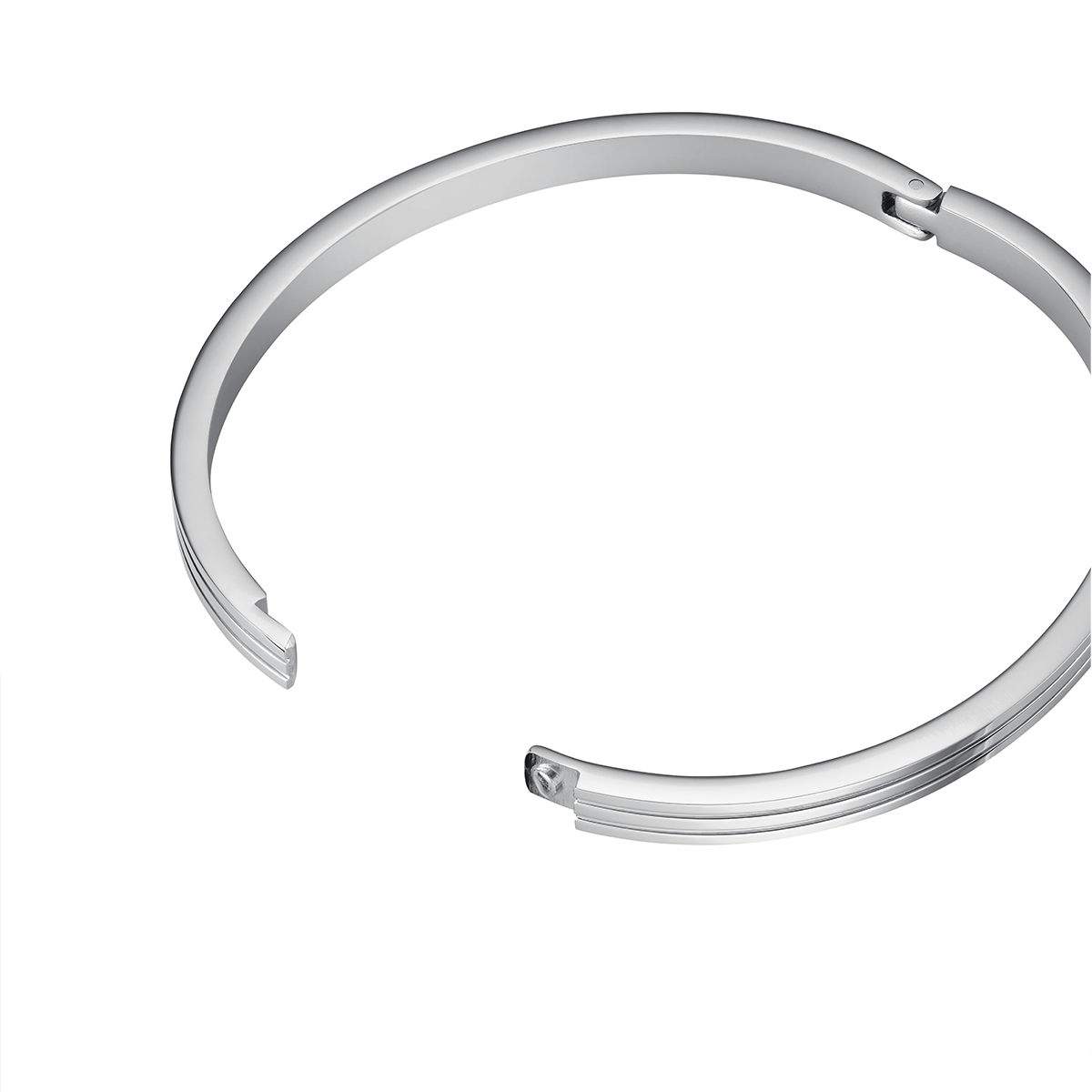 Rosefield Striped Bangle with Crystals Silver - JBSCS-J1038