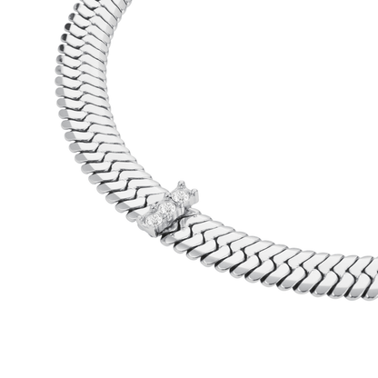 Rosefield Large Snake Bracelet with Crystals Silver - JBSCS-J1192