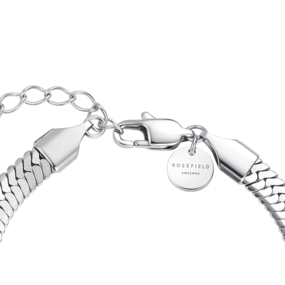 Rosefield Large Snake Bracelet with Crystals Silver - JBSCS-J1192
