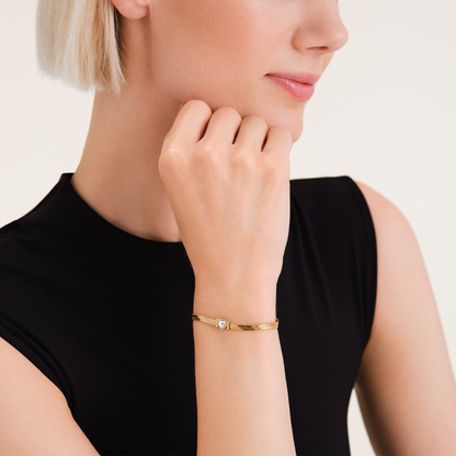 Rosefield Snake Heart Bracelet White Crystal - JBSWG-J1010