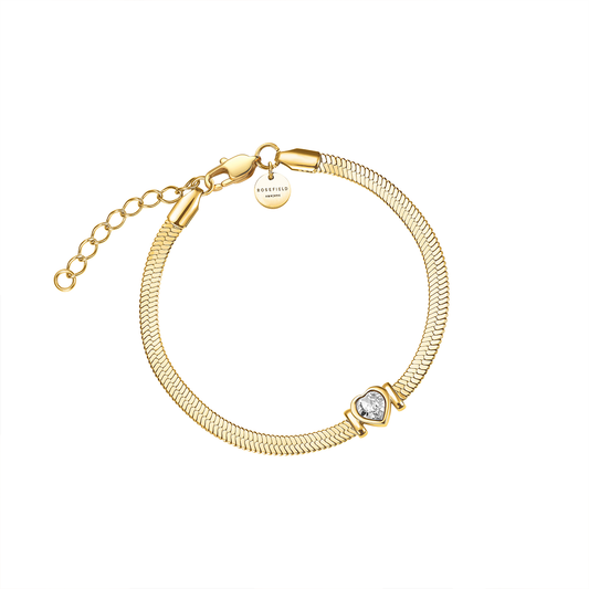 Rosefield Snake Heart Bracelet White Crystal - JBSWG-J1010