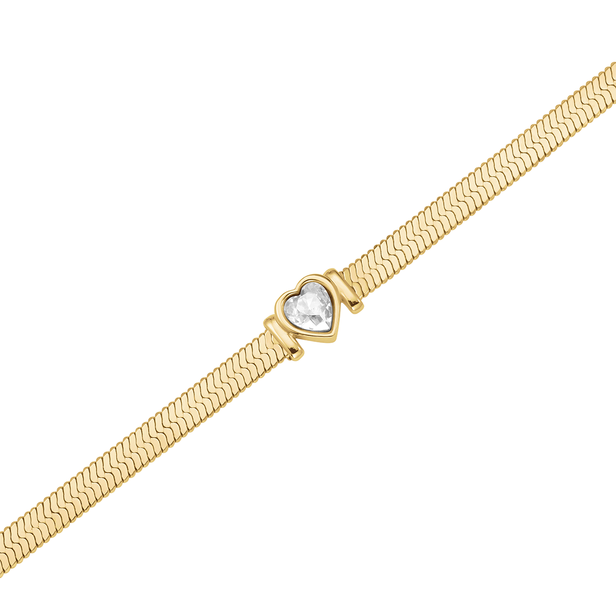 Rosefield Snake Heart Bracelet White Crystal - JBSWG-J1010