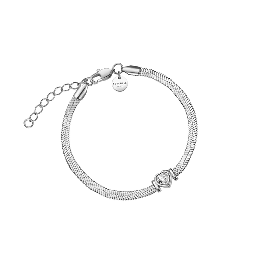 Rosefield Snake Heart Bracelet White Crystal Silver - JBSWS-J1011