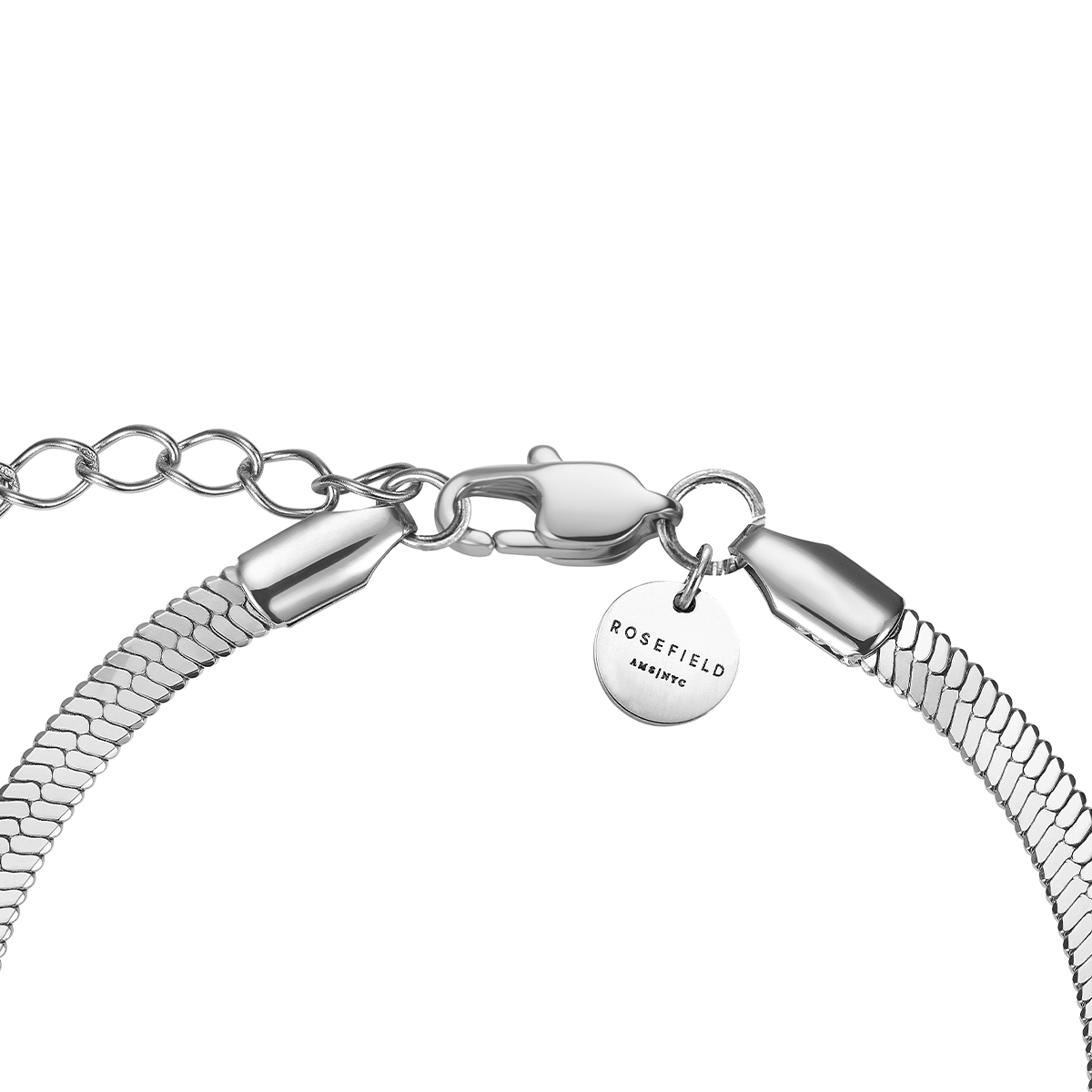 Rosefield Snake Heart Bracelet White Crystal Silver - JBSWS-J1011