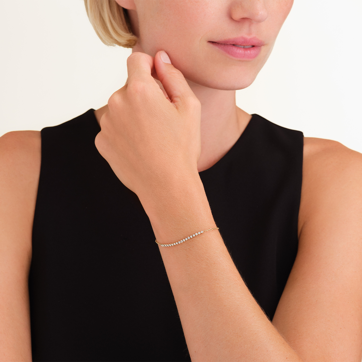Rosefield Tennis Crystal Clear Bracelet Gold - JBTCG-J904