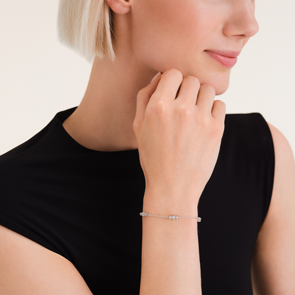 Rosefield Triple Crystals Bracelet Silver - JBTCS-J1021