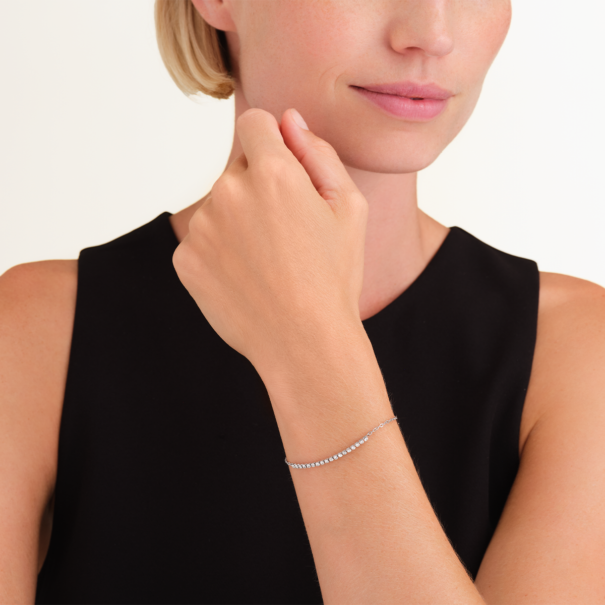 Rosefield Tennis Crystal Clear Bracelet Silver - JBTCS-J910