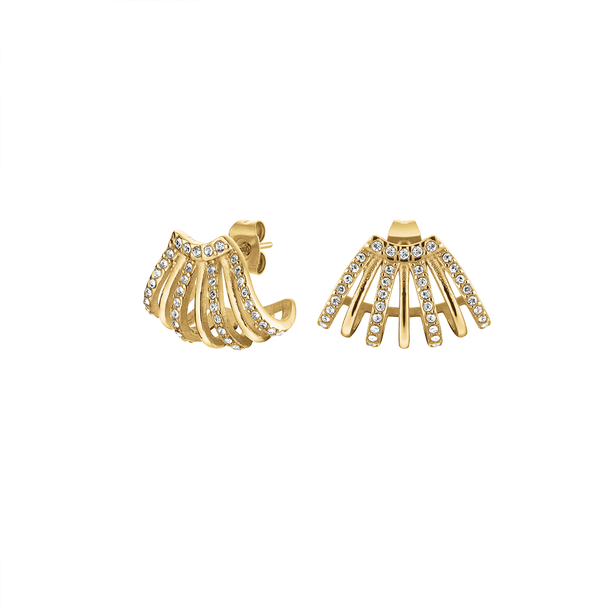 Rosefield Caged Crystal Earrings Pair (Gold + Silver)
