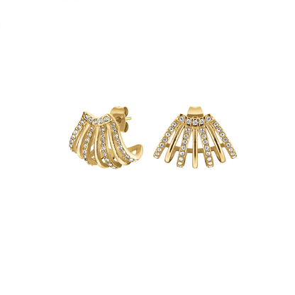 Rosefield Caged Crystal Earrings Pair (Gold + Silver)