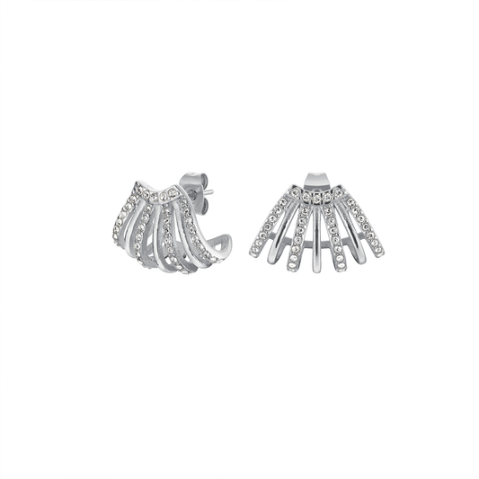Rosefield Caged Crystal Earrings Silver - JECCS-J1030