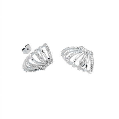 Rosefield Caged Crystal Earrings Silver - JECCS-J1030