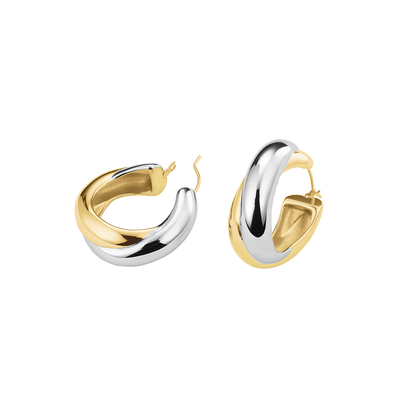 Rosefield Duotone Crossed Hoops - JEDCD-J978