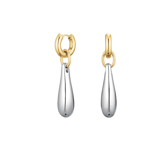 Rosefield Dome Duotone Drop Pendant Earrings - JEDPD-J1215