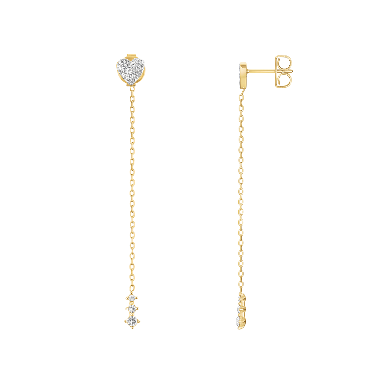 Rosefield Heart Long Earrings Gold - JEHLG-J1277