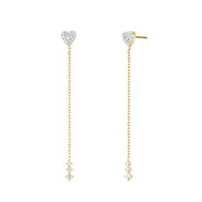 Rosefield Heart Long Earrings Gold - JEHLG-J1277