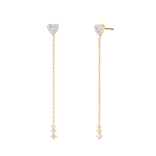Rosefield Heart Long Earrings Gold - JEHLG-J1277