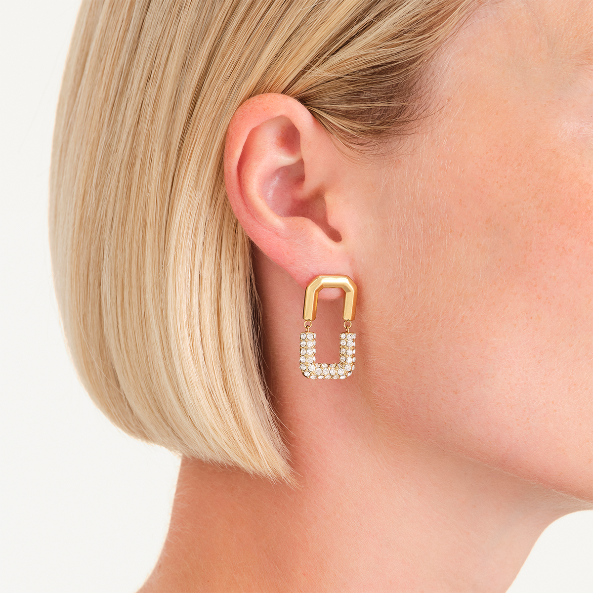 Rosefield Half Octagon Studs Earrings Gold - JEHSG-J903