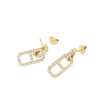 Rosefield Fine Octagon Crystal Pendant Earrings Gold - JEOPG-J1180