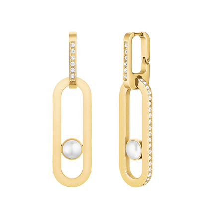 Rosefield Modern Pearl Pendant Earring Gold - JEPPG-J1289