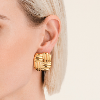 Rosefield Modern Vintage Cross Texture Earrings - JETEG-J967