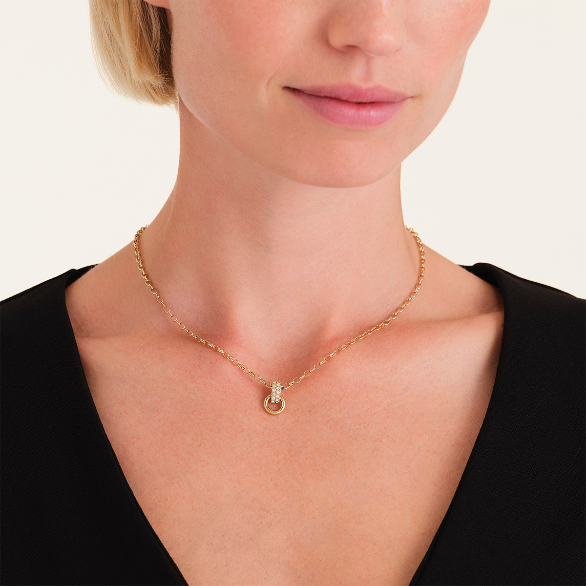 Rosefield Bow Link Studs Necklace Gold - JNBSG-J898