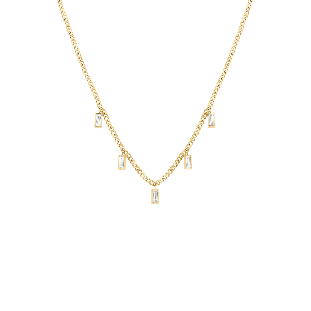 Rosefield Playful Crystals Baguette Dangling Necklace Gold - JNCDG-J1176