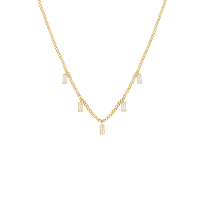 Rosefield Playful Crystals Baguette Dangling Necklace Gold - JNCDG-J1176