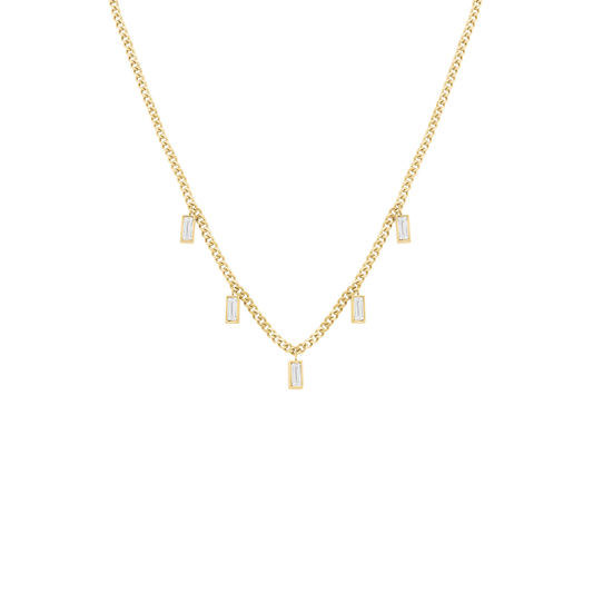 Rosefield Playful Crystals Baguette Dangling Necklace Gold - JNCDG-J1176