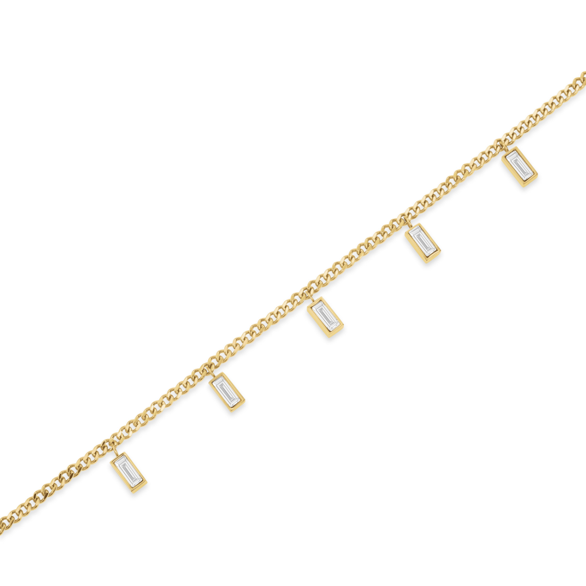 Rosefield Playful Crystals Baguette Dangling Necklace Gold - JNCDG-J1176
