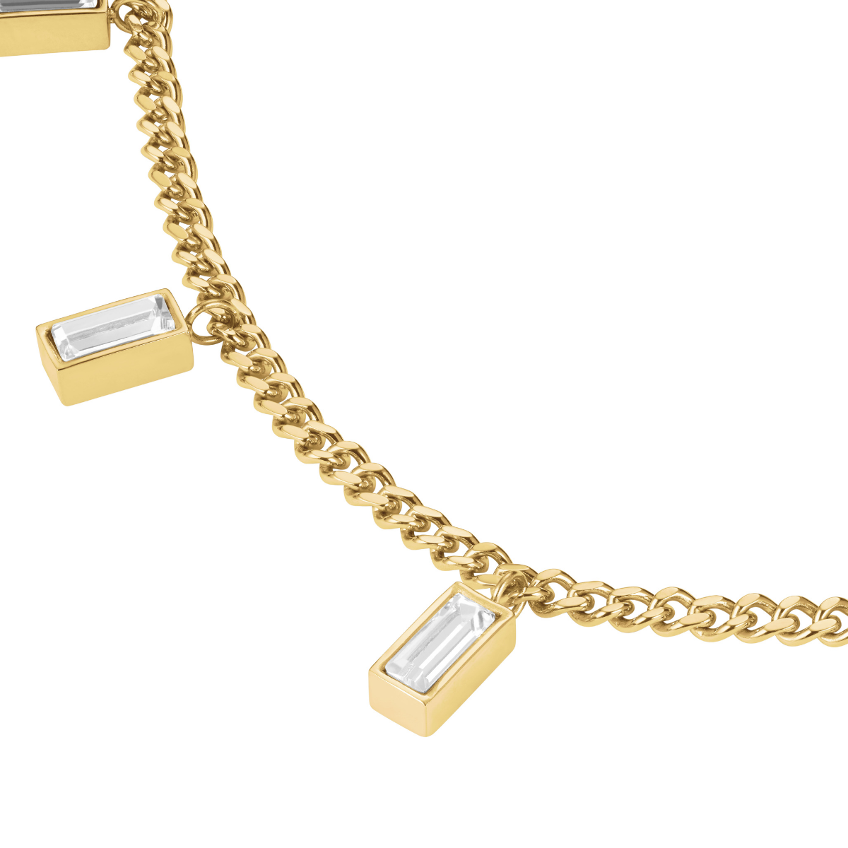 Rosefield Playful Crystals Baguette Dangling Necklace Gold - JNCDG-J1176