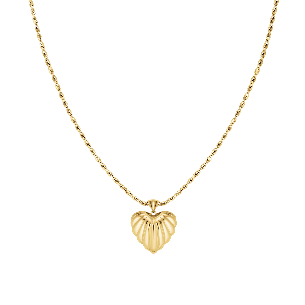 Rosefield Ridged Heart Pendant Necklace - JNHPG-J1007