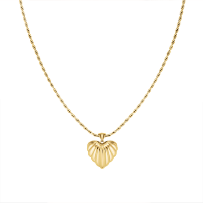 Rosefield Ridged Heart Pendant Necklace - JNHPG-J1007