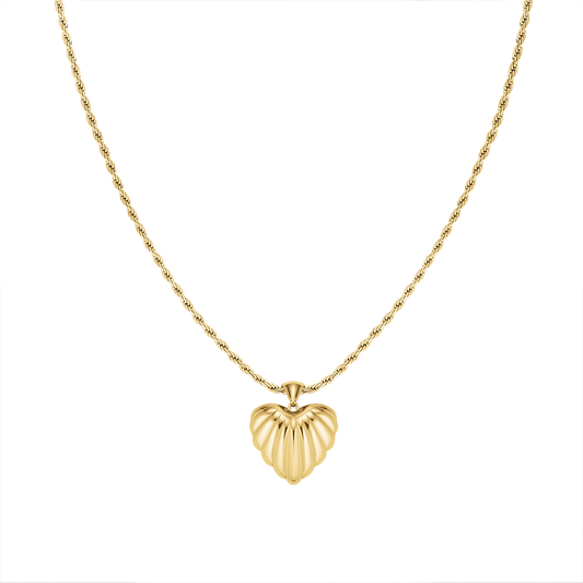 Rosefield Ridged Heart Pendant Necklace - JNHPG-J1007