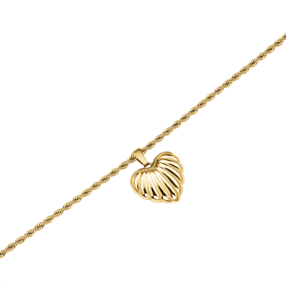 Rosefield Ridged Heart Pendant Necklace - JNHPG-J1007